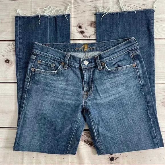 7 For All Mankind Raw Cuffs Blue Jeans Sz 29 - Picture 4 of 15